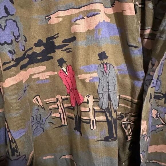 Brooks Brothers Olive Cotton BD Fox-Hunt Camo Print Sport Shirt Size Large - Picture 2 of 5